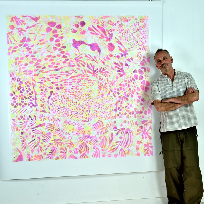 Dans l'atelier d'Achao
Pantha Rhei XIV, Fuocoso
Acrylique & encre sur toile libre
184 X 180 cm
2024