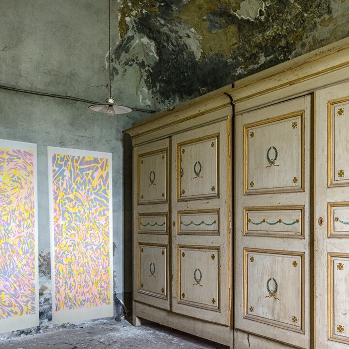 Vâhana XXXIII, &  Vâhana XXXIV,  Moderato Cantabile
Acrylique & encre sur toile libre
194 X 80 cm
2023